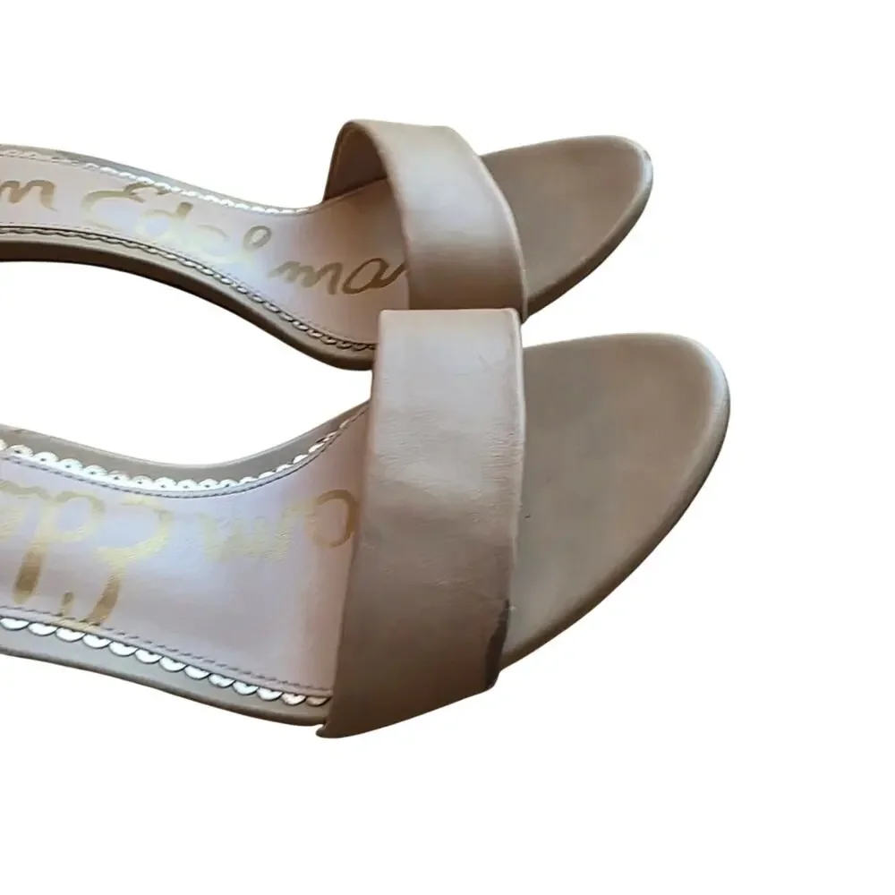 Sam Edelman Yaro Block Heel Nude Leather Sandals Size 8 M